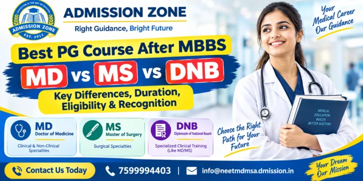 Best PG course After MBBS MD vs MS vs DNB: Key Differences, Duration, Eligibility & Recognition (2026)