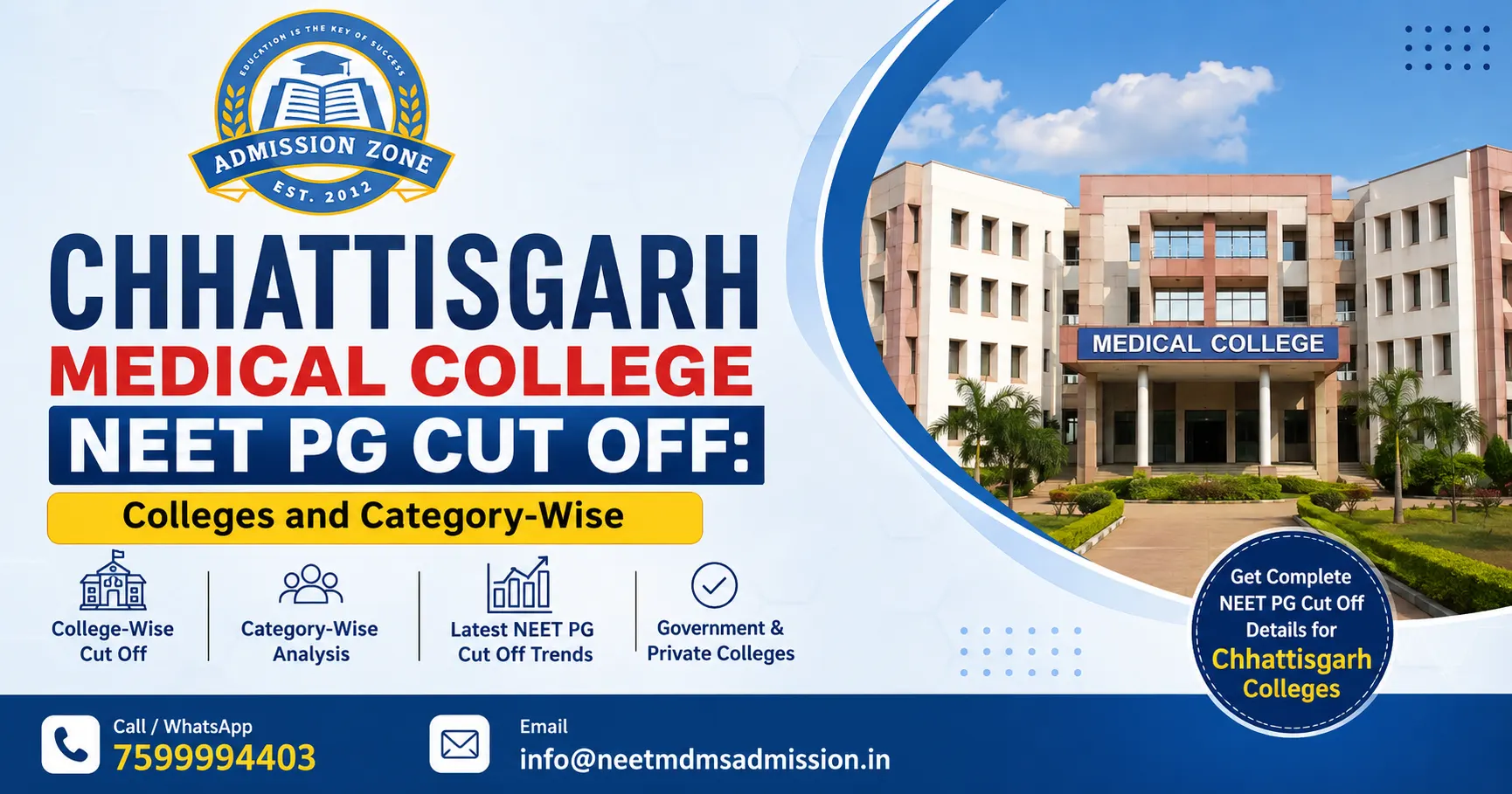 Chhattisgarh Medical College NEET PG Cut Off: Colleges and Category-Wise
