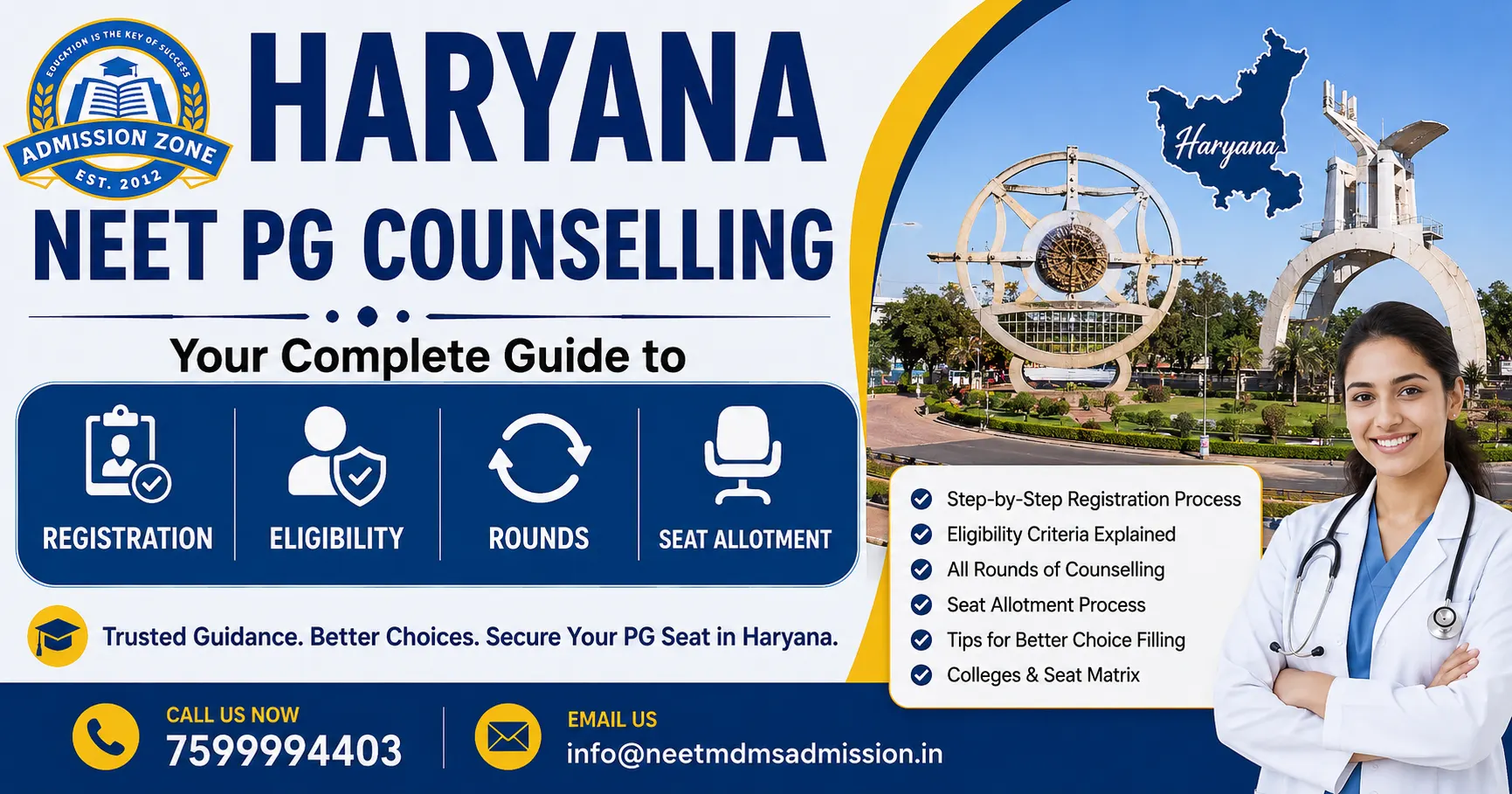 Haryana NEET PG Counselling Registration, Eligibility, Rounds & Seat Allotment