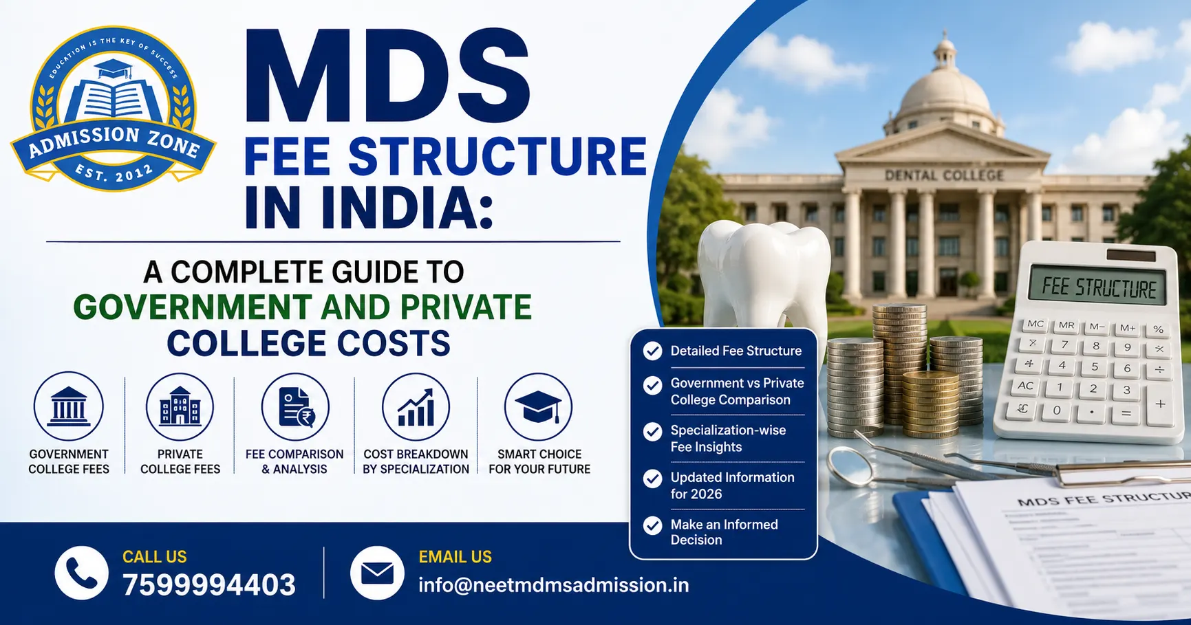 MDS Fee Structure in India