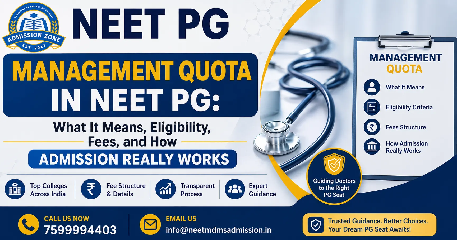 NEET PG management quota admission documents and fee structure